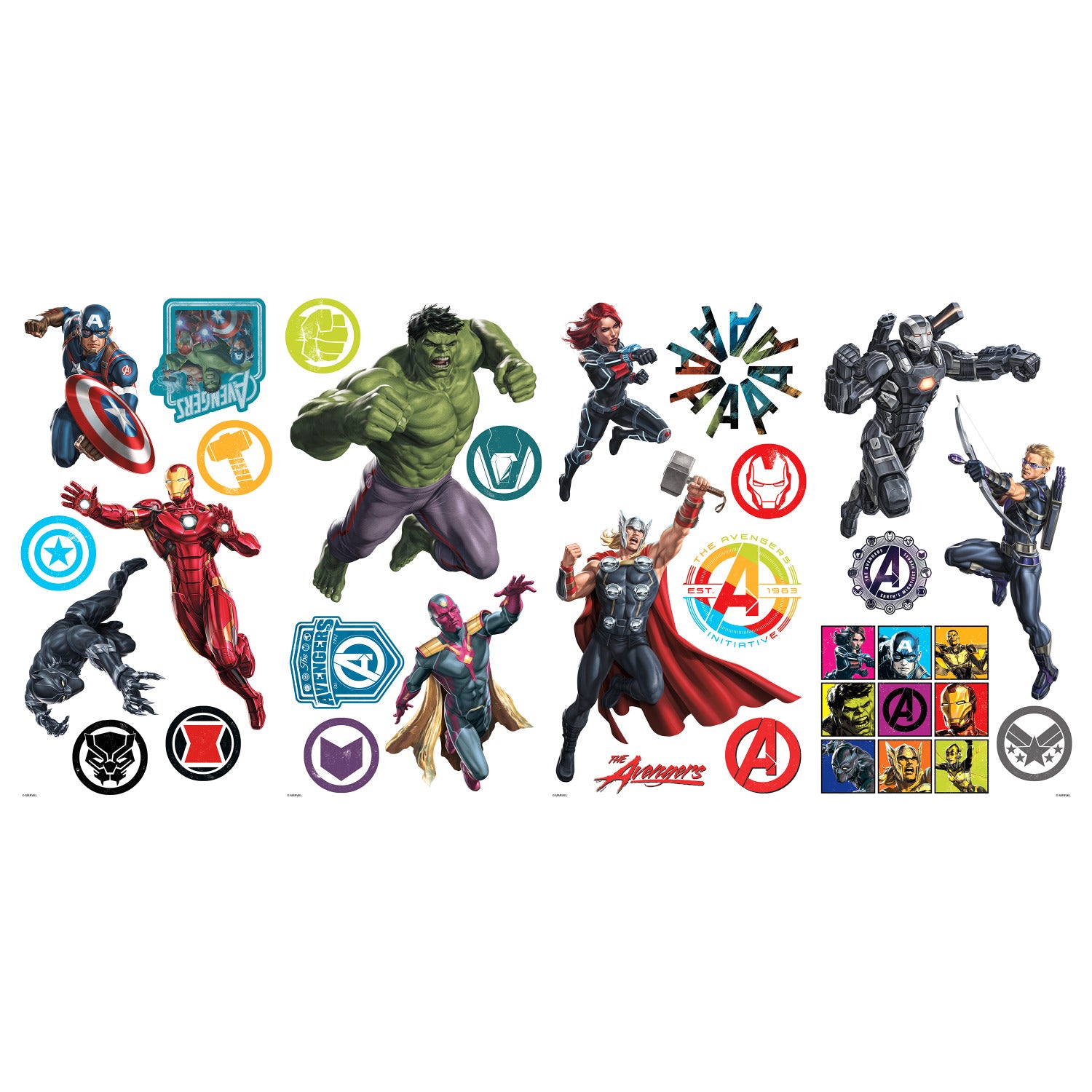 Classic Avengers Wall Decals - panels