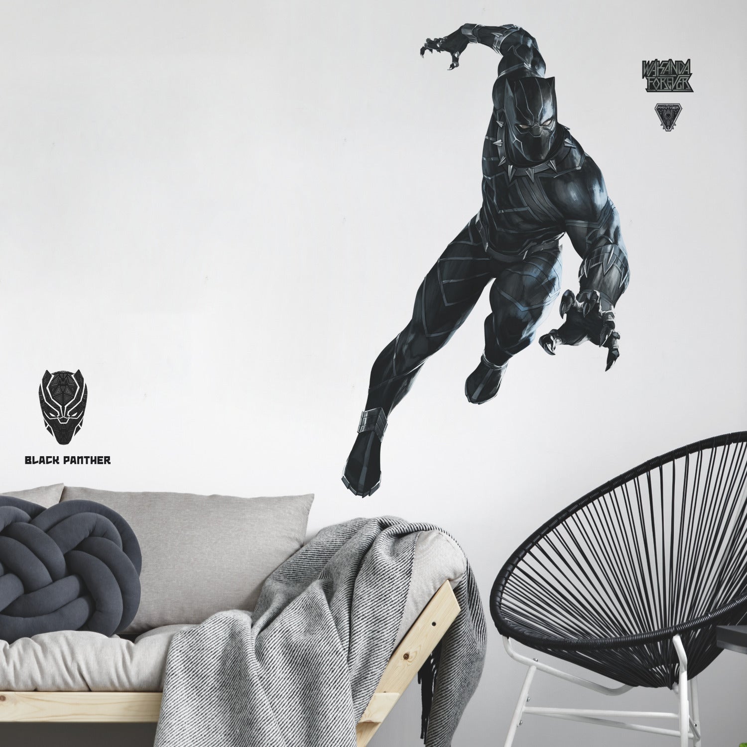 Black Panther Giant Wall Decals in a room setting