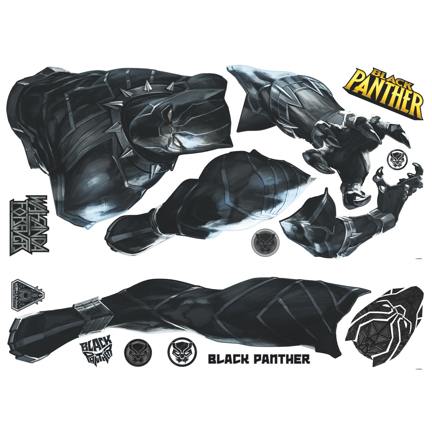 Black Panther Giant Wall Decals - panels