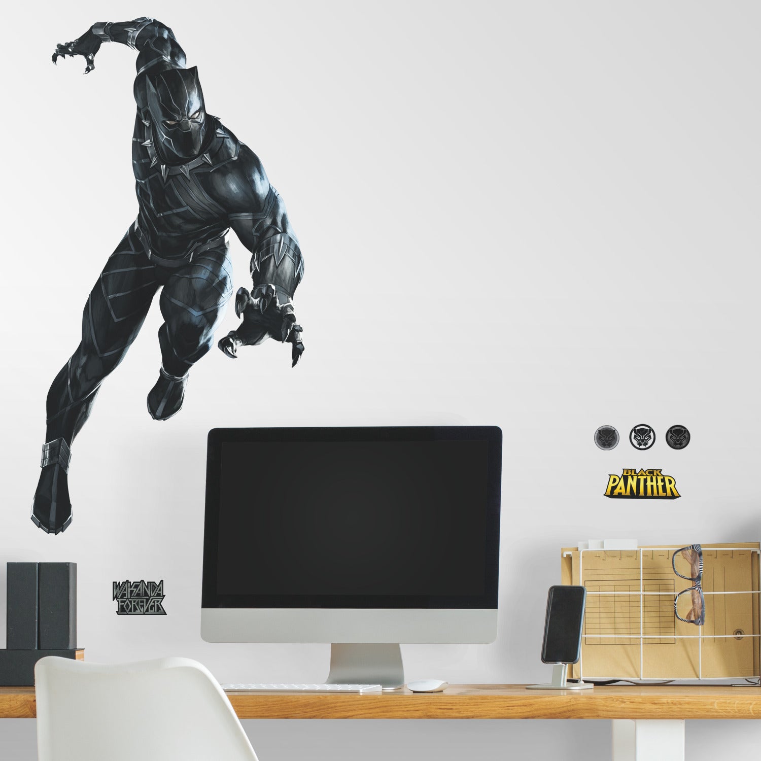 Black Panther Giant Wall Decals in a room setting