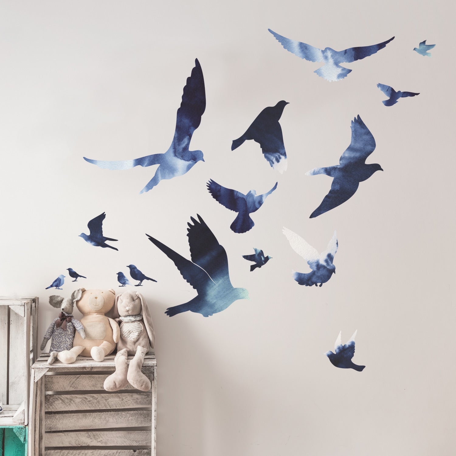 Birds In Flight Giant Wall Decals in a room setting