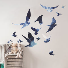 Birds In Flight Giant Wall Decals in a room setting