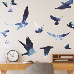 Birds In Flight Giant Wall Decals in a room setting
