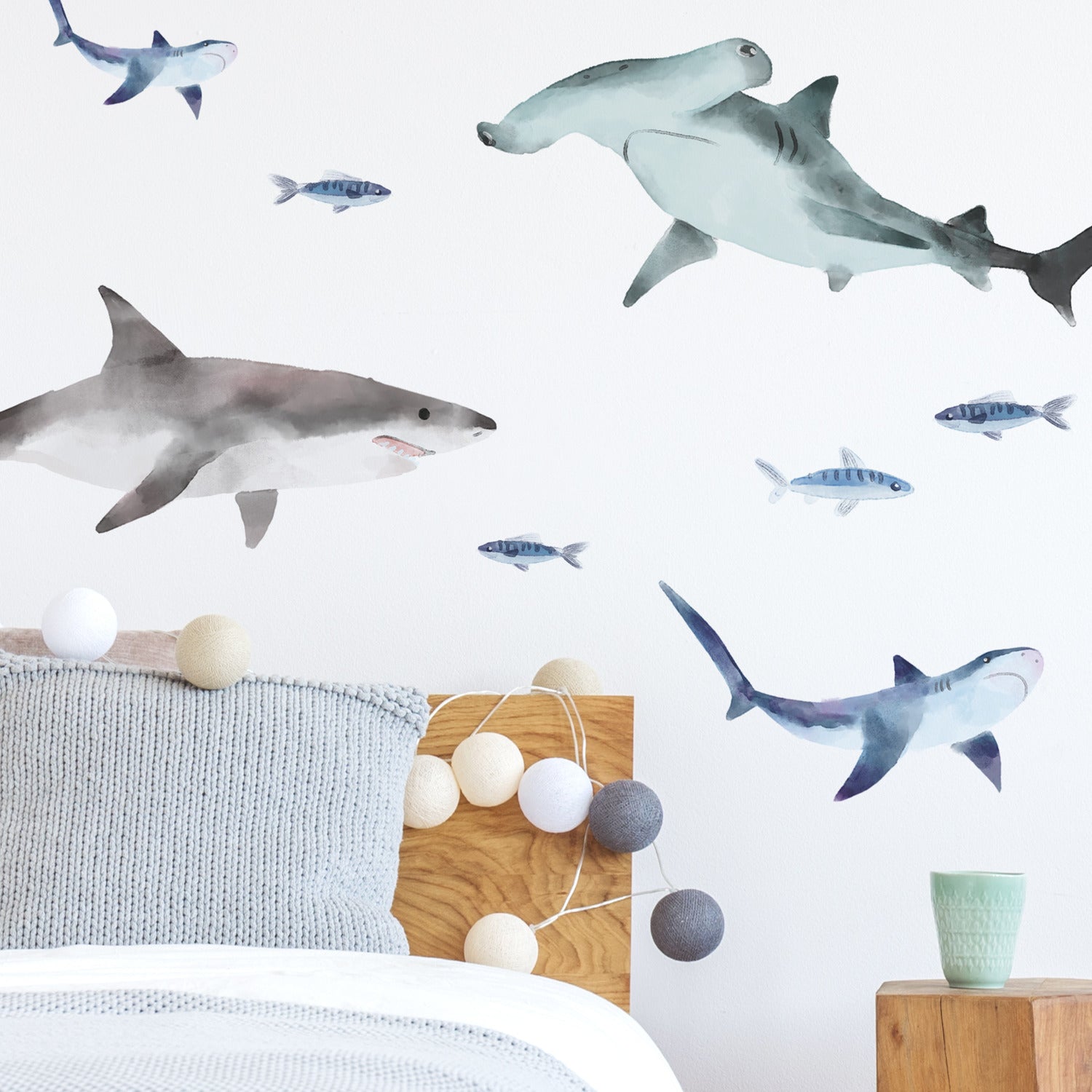 Sharks Wall Decals in a room setting