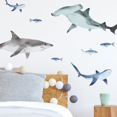 Sharks Wall Decals in a room setting