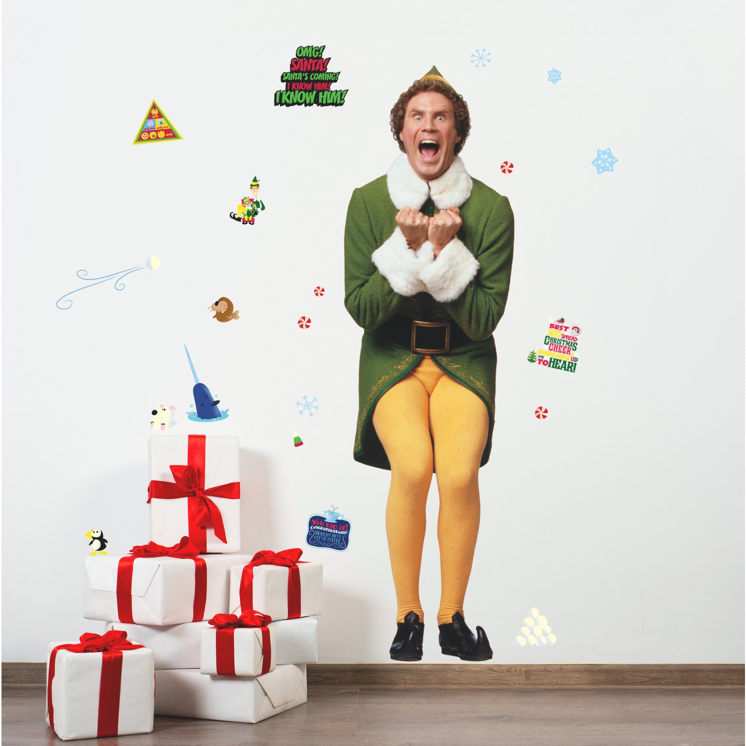 Buddy The Elf Giant Wall Decals in a room setting
