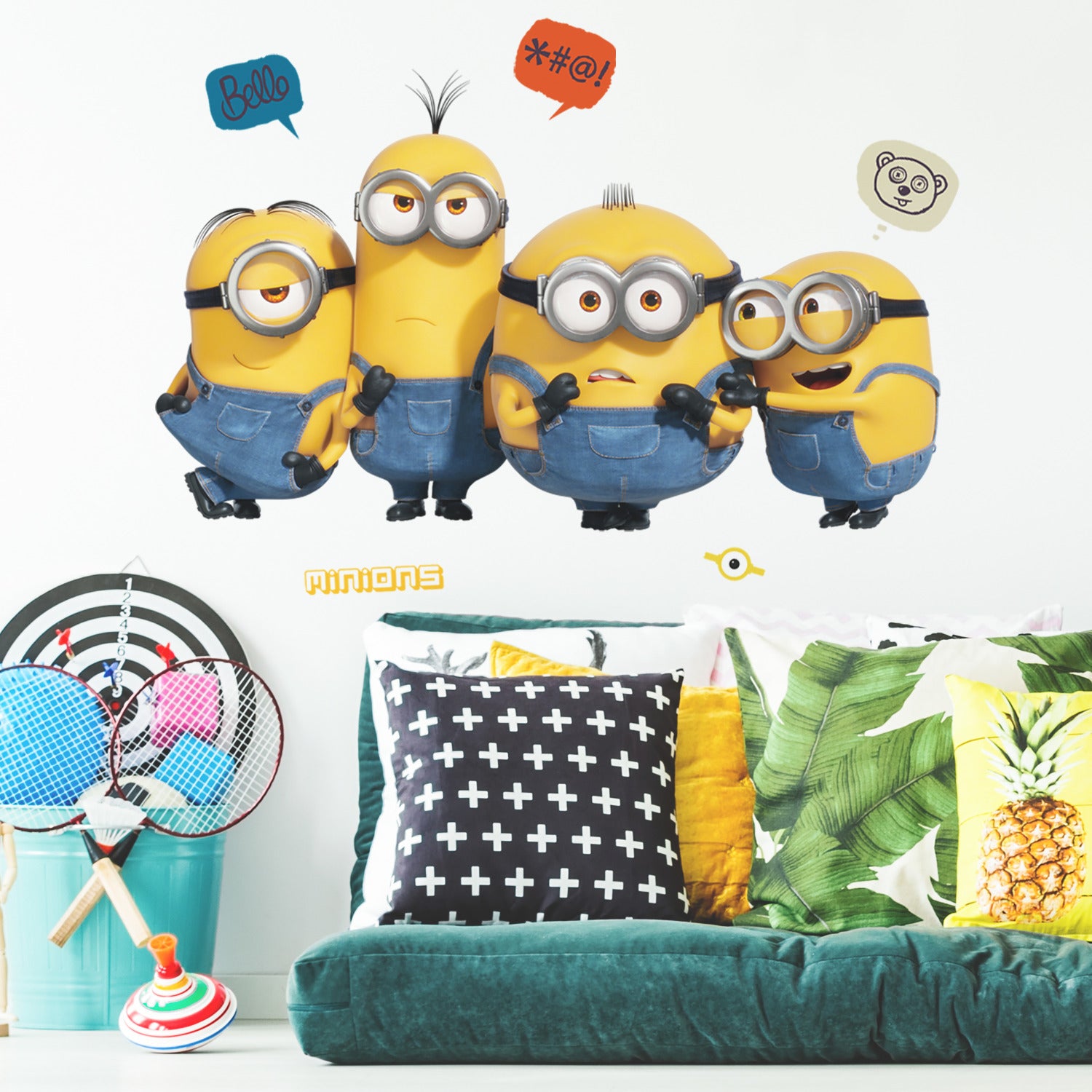 Minions 2 Giant Wall Decals in a room setting