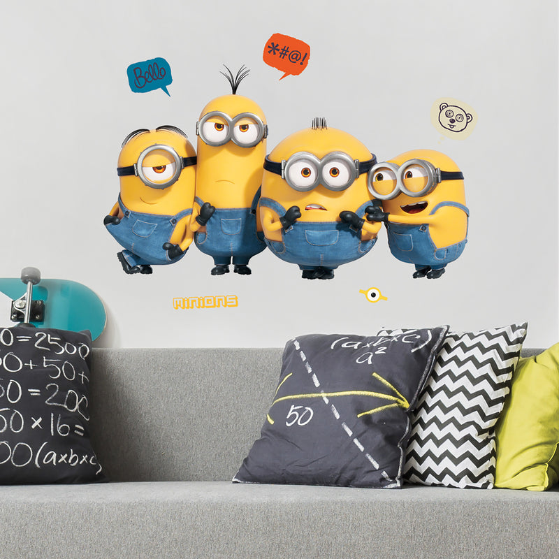 Minions 2 Giant Wall Decals in a room setting