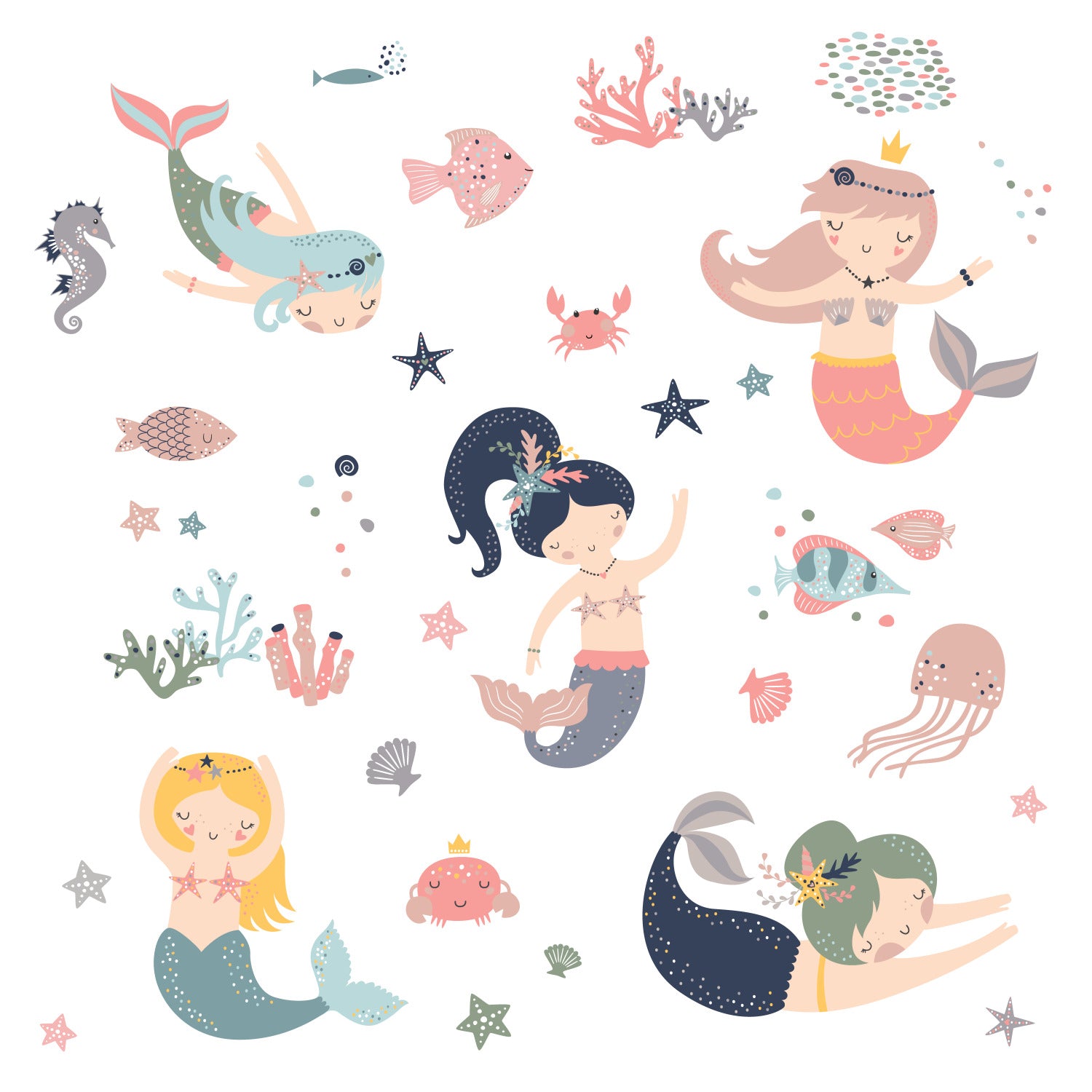Sweet Mermaids Wall Decals by WallPops