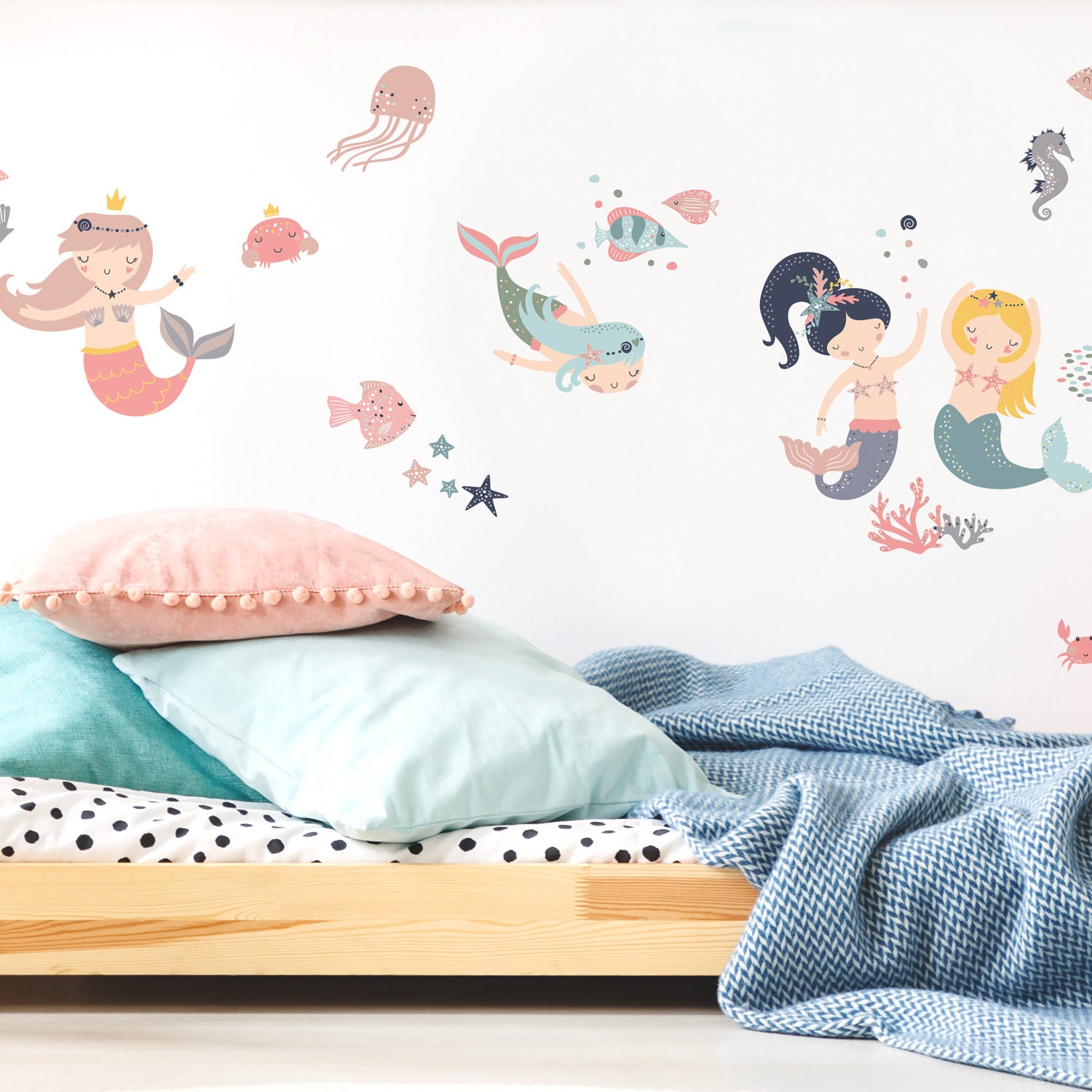 Sweet Mermaids Wall Decals in a room setting