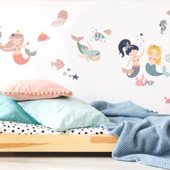 Sweet Mermaids Wall Decals in a room setting