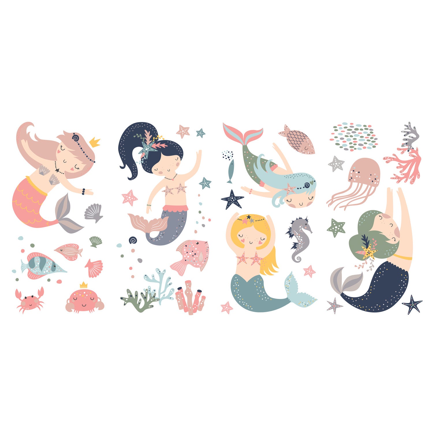 Sweet Mermaids Wall Decals - panels