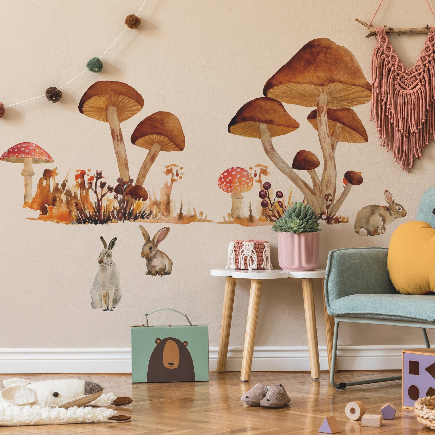 Mushroom Giant Wall Decals in a room setting