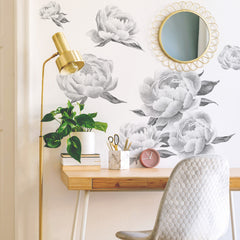 Peonies Giant Wall Decals in a room setting