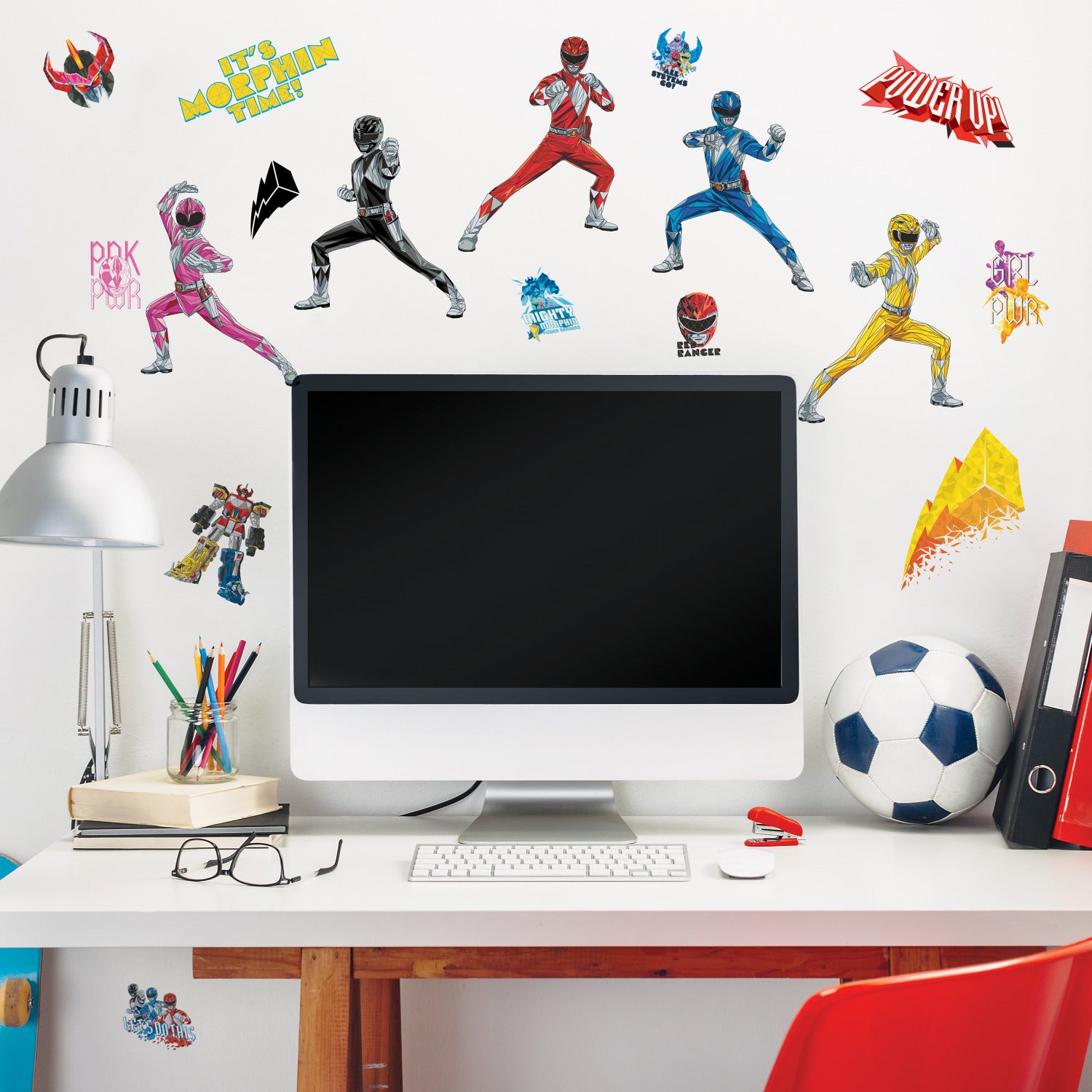 Power Rangers Wall Decals in a room setting