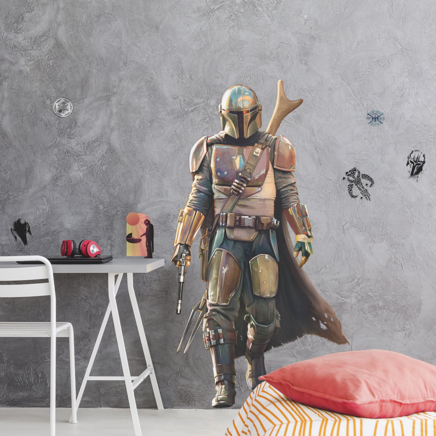 The Mandalorian Giant Wall Decals in a room setting