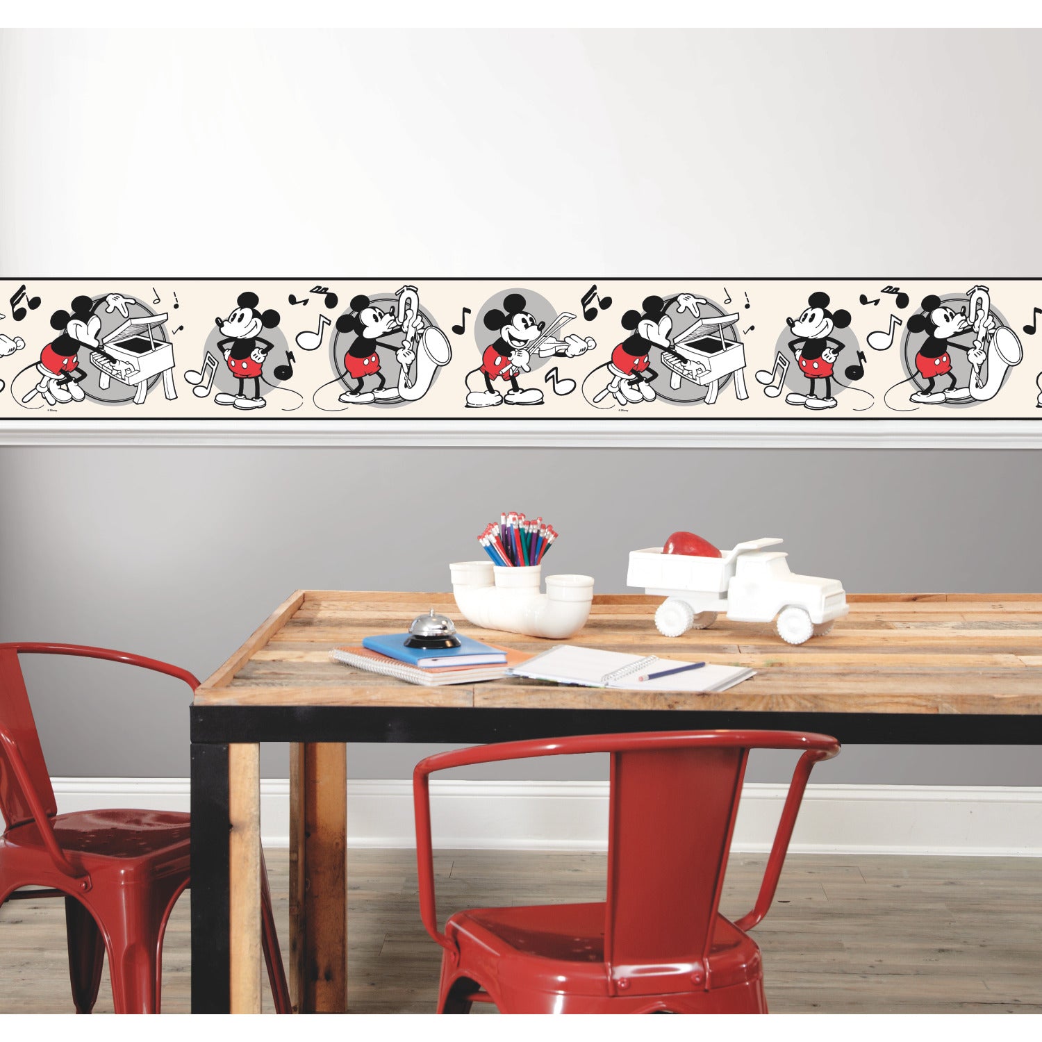 Vintage Disney Mickey Mouse Borders in a room setting