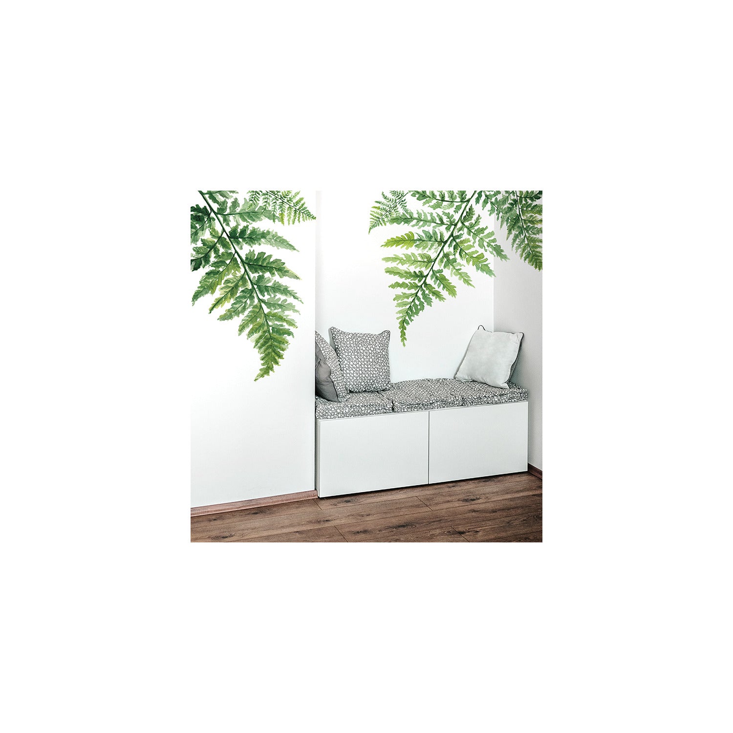 Watercolor Fern Wall Decals in a room setting