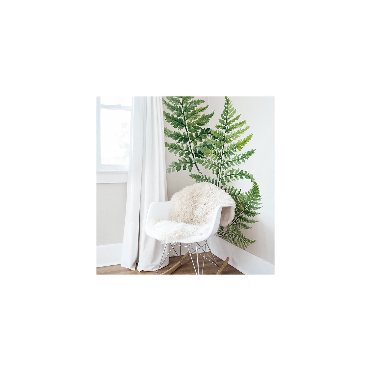 Watercolor Fern Wall Decals in a room setting