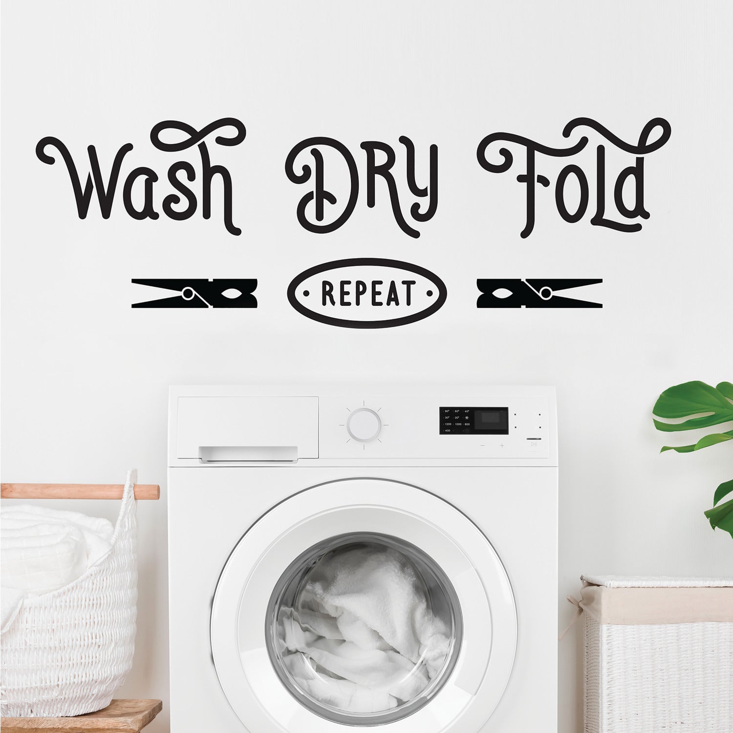 Wash Dry Fold Repeat Wall Decals in a room setting