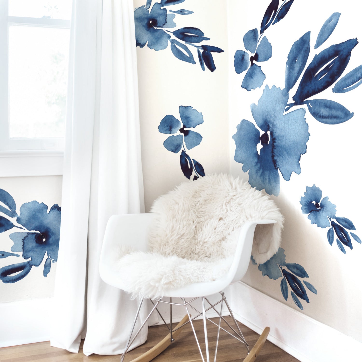 Clara Jean April Showers Flowers Wall Decals in a room setting