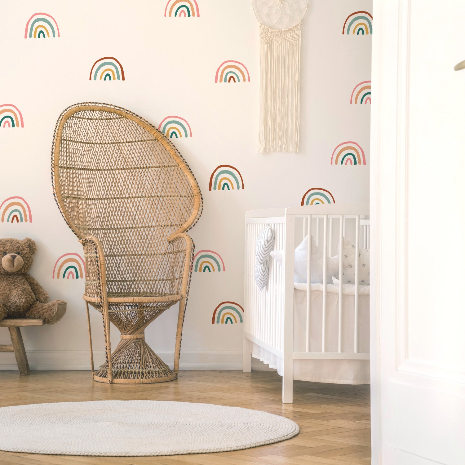 Retro Rainbow Wall Decals in a room setting