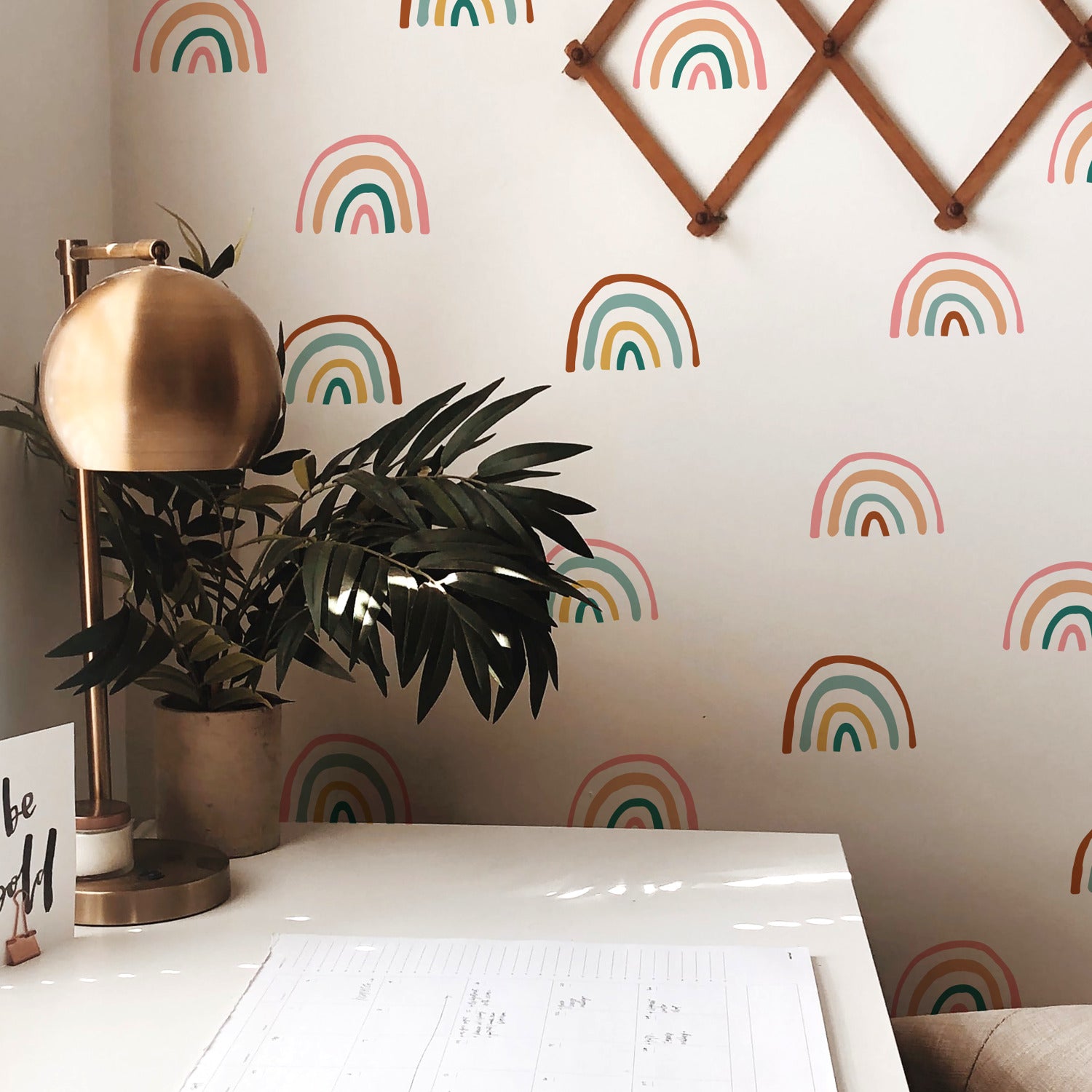 Retro Rainbow Wall Decals in a room setting