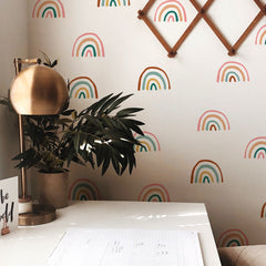 Retro Rainbow Wall Decals in a room setting