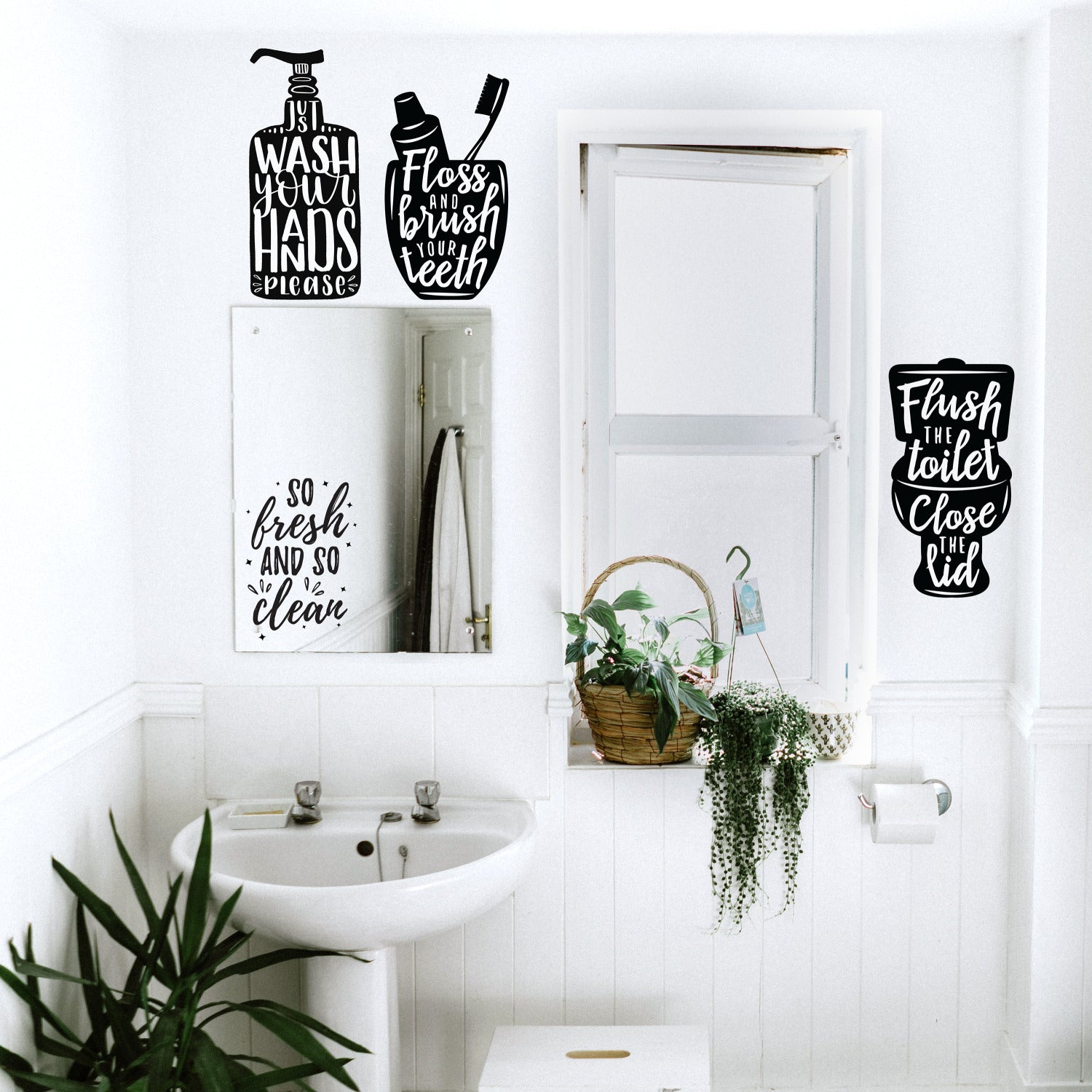 Wash Your Hands Soap Quotes Wall Decals in a room setting