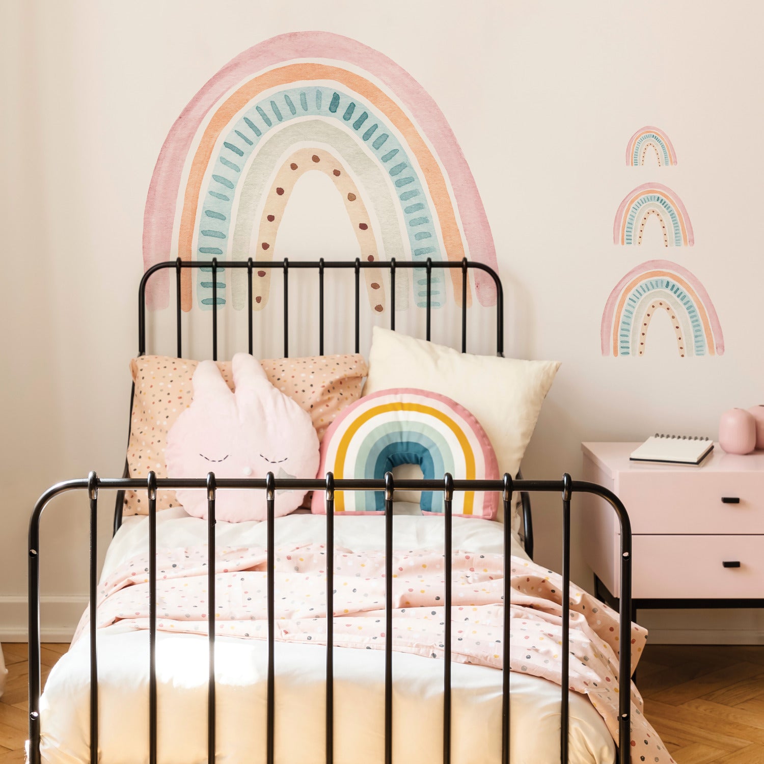 Watercolor Rainbow Wall Decals in a room setting