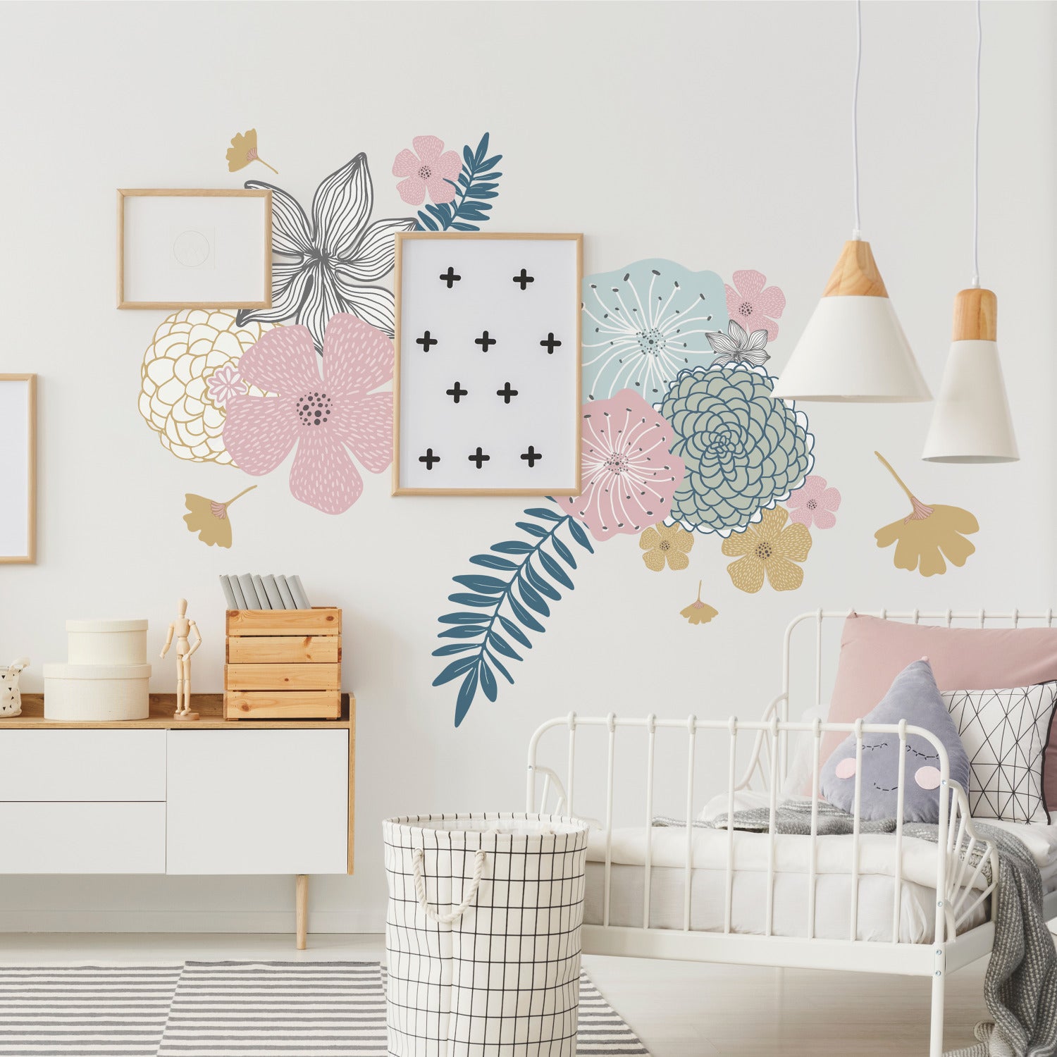 Perennial Blooms Giant Wall Decals in a room setting