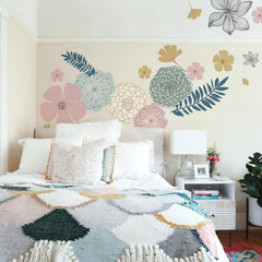 Perennial Blooms Giant Wall Decals in a room setting