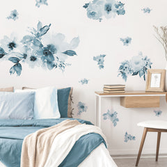 Watercolor Floral Giant Wall Decals in a room setting