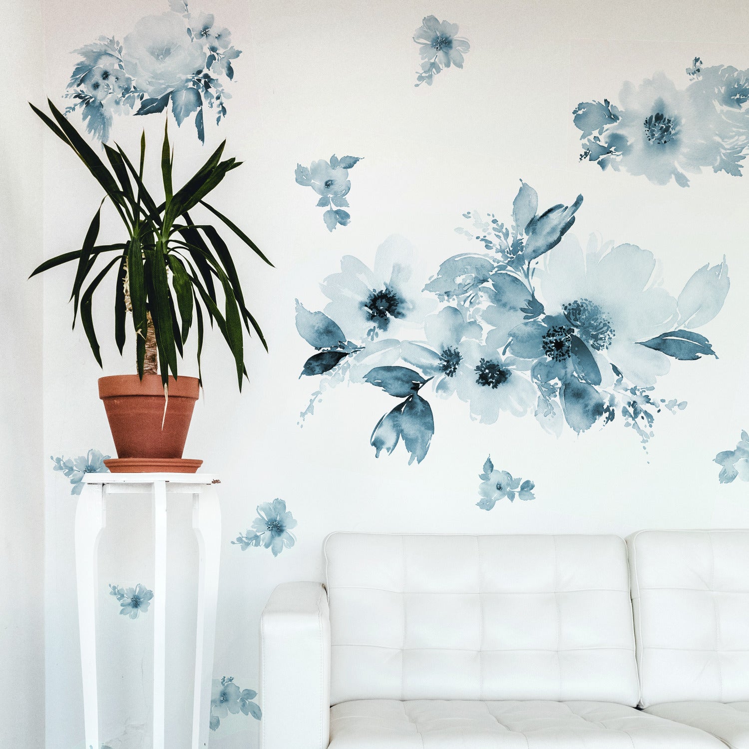 Watercolor Floral Giant Wall Decals in a room setting