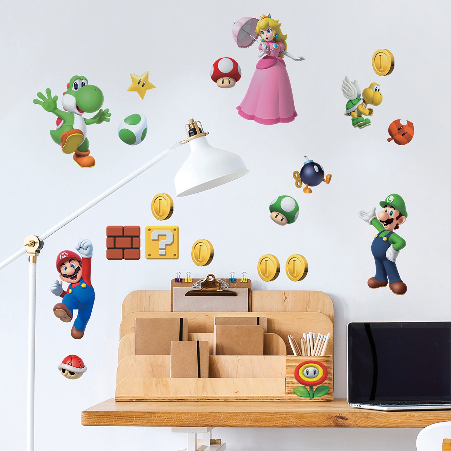 Super Mario Brothers Wall Decals in a room setting