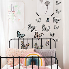 Color Your Own Butterflies Wall Decals in a room setting