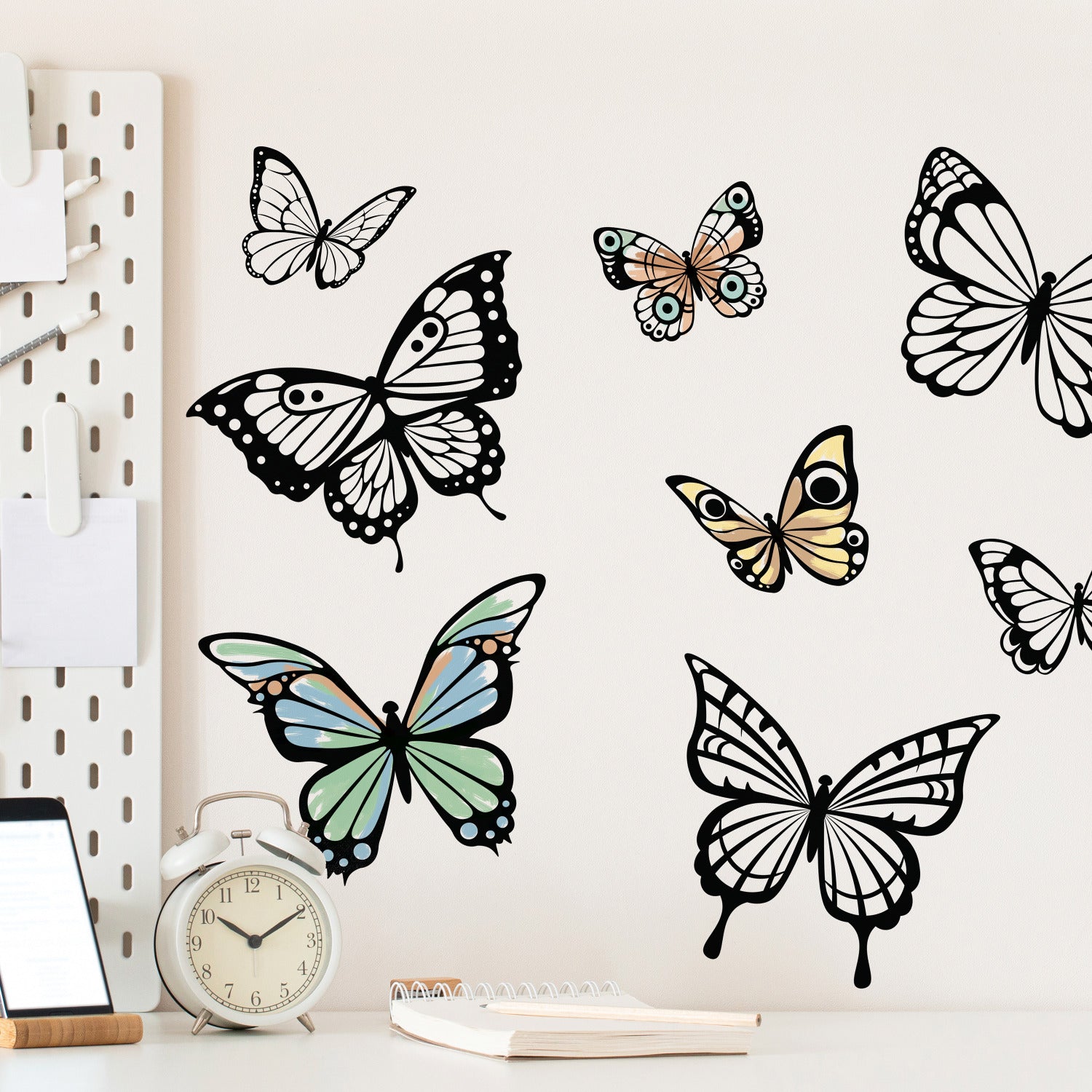 Color Your Own Butterflies Wall Decals in a room setting