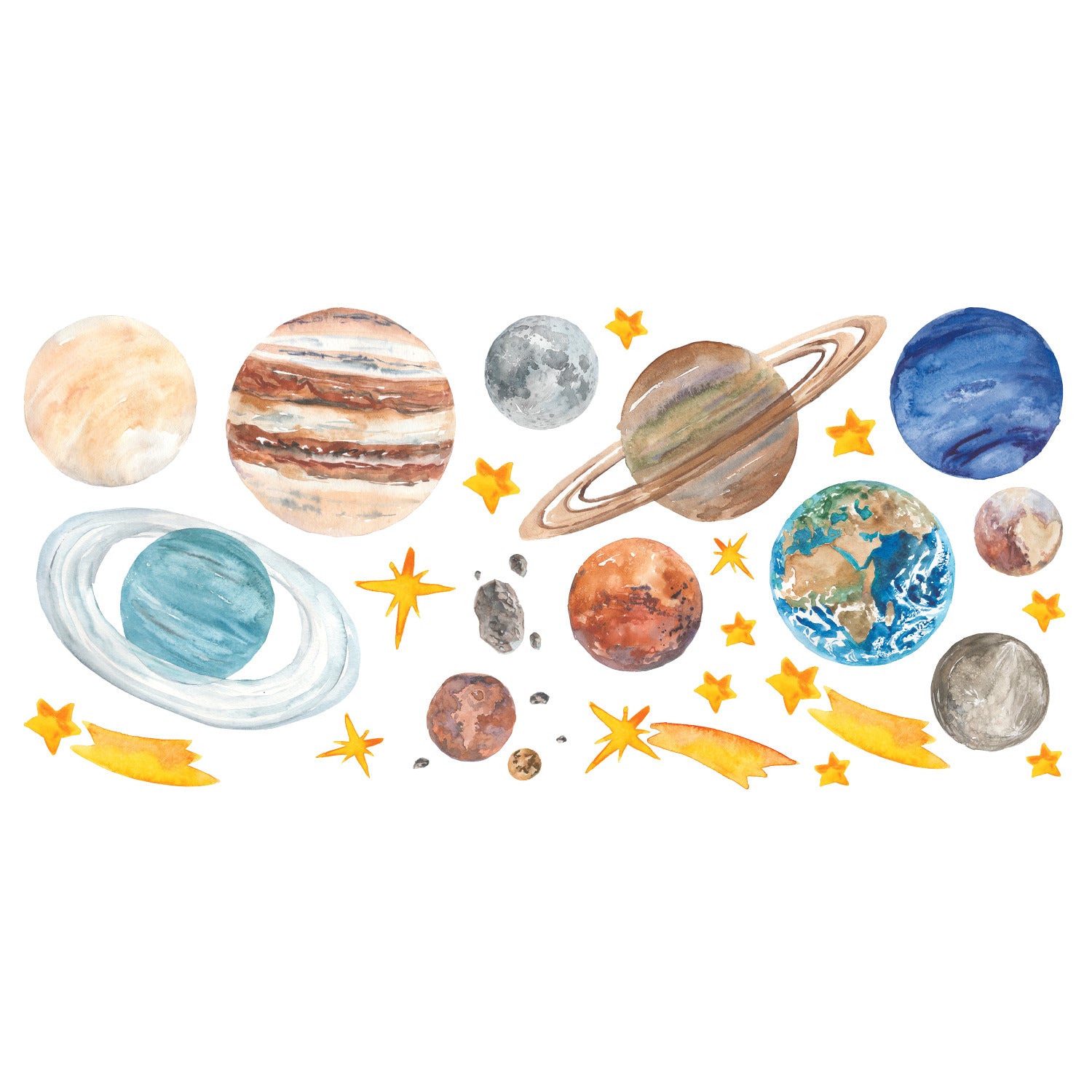 Watercolor Planets Giant Wall Decals by WallPops