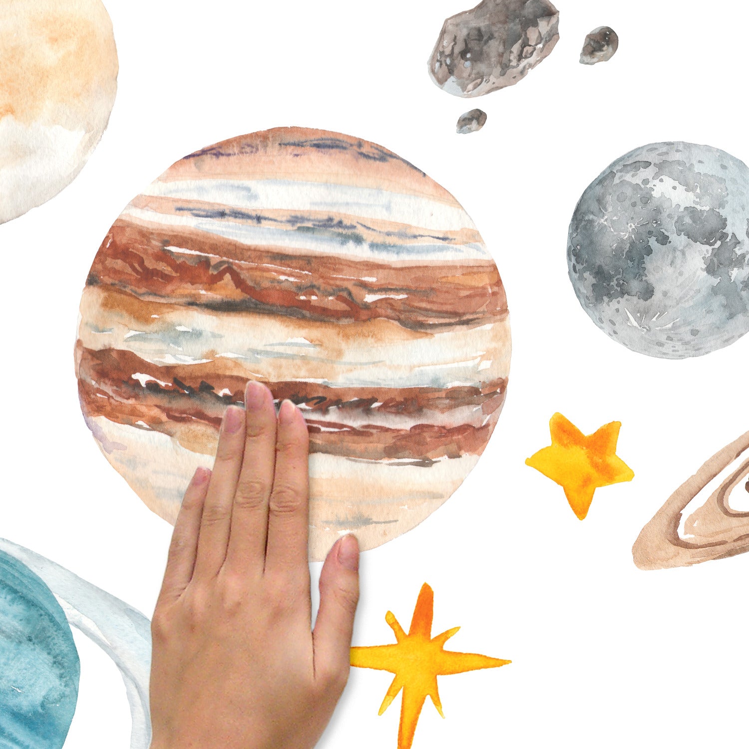 Watercolor Planets Giant Wall Decals - how to stick