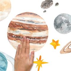 Watercolor Planets Giant Wall Decals - how to stick