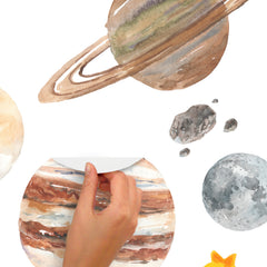 Watercolor Planets Giant Wall Decals - how to peel