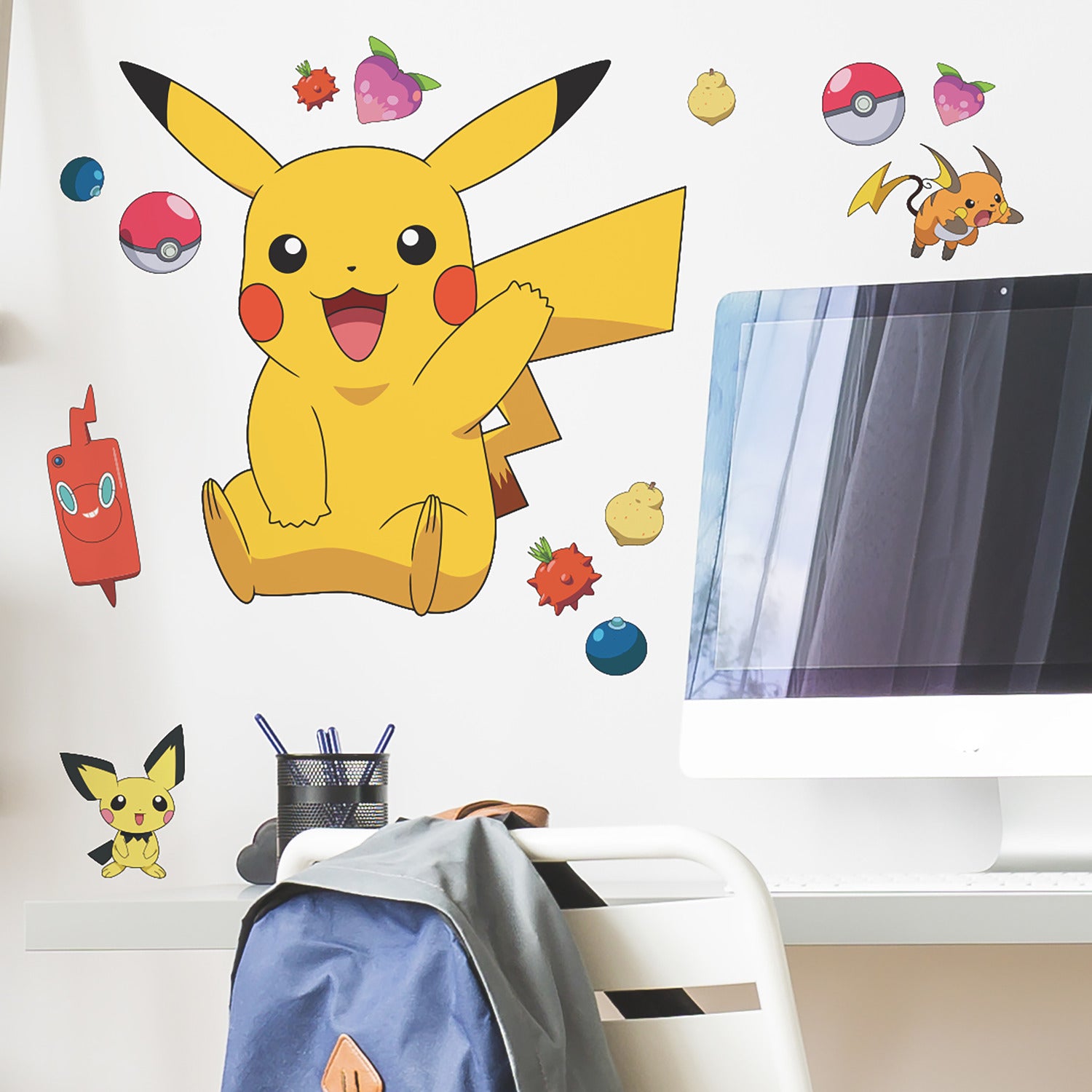 Pikachu Giant Wall Decals in a room setting