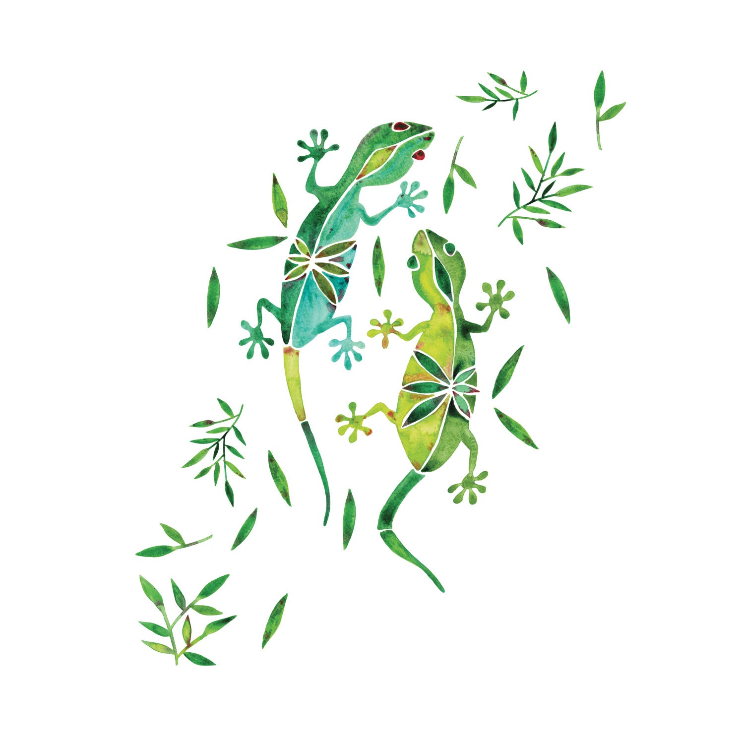 Catcoq Watercolor Geckos Giant Wall Decals by WallPops