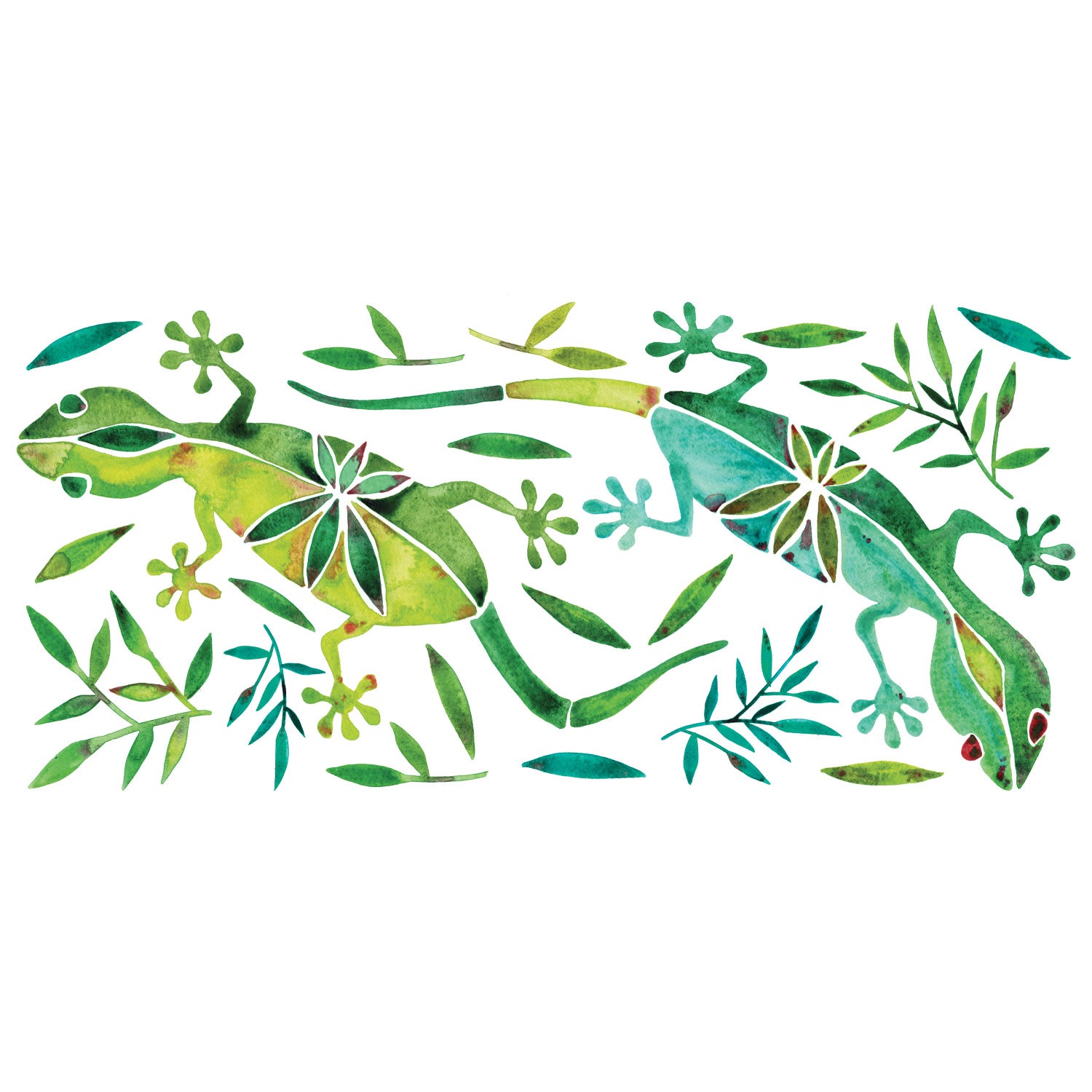 Catcoq Watercolor Geckos Giant Wall Decals - panels