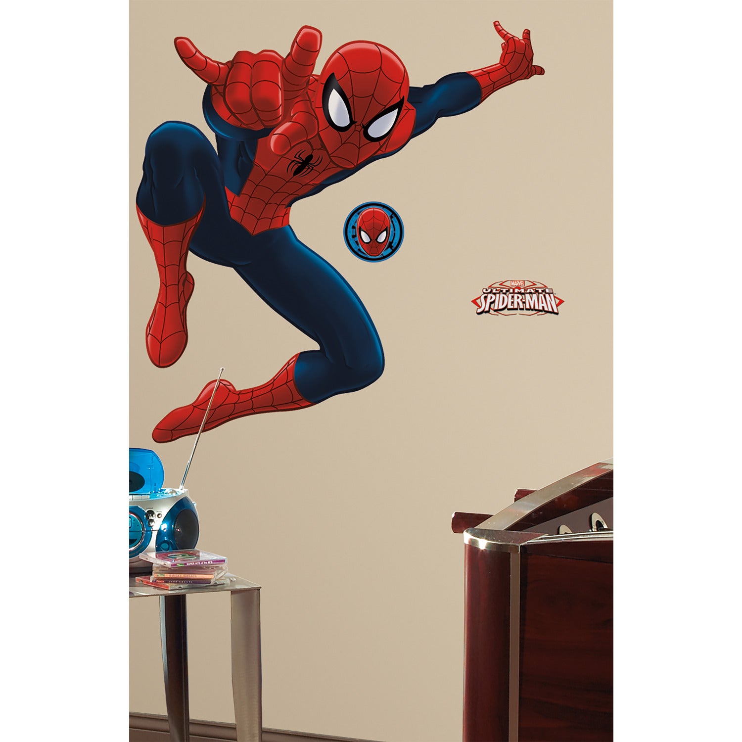 Ultimate SpiderMan Giant Wall Decals in a room setting