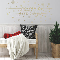 Season's Greetings With Metallic Ink Wall Decals in a room setting