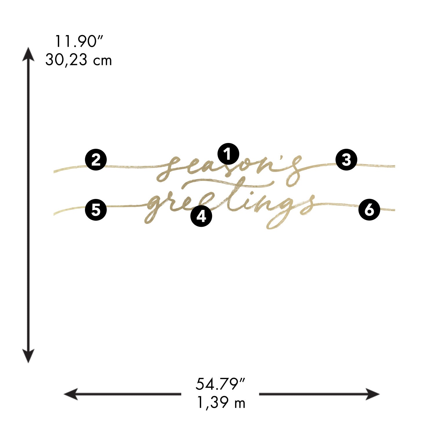 Season's Greetings With Metallic Ink Wall Decals - dimensions