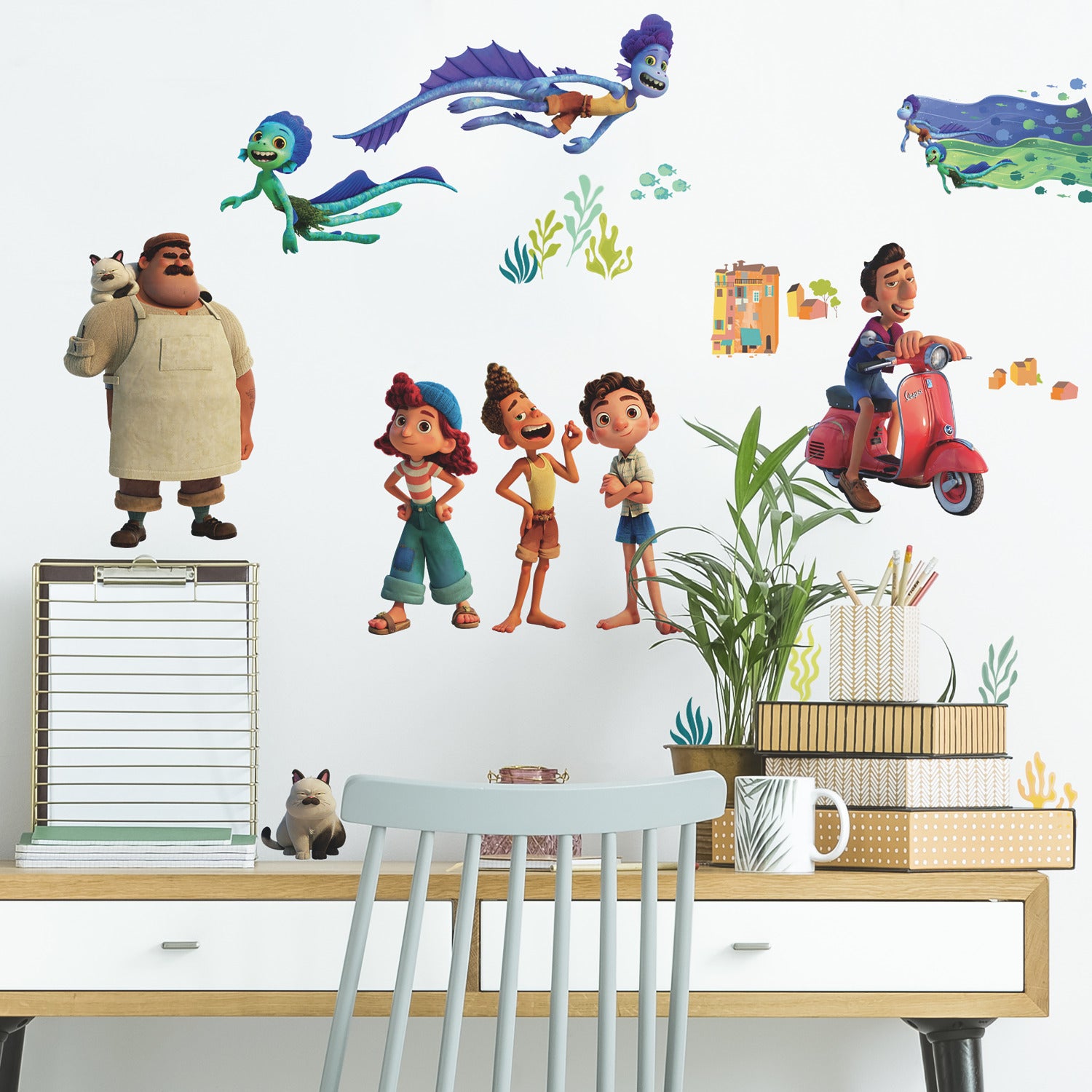 Pixar Luca Wall Decals in a room setting