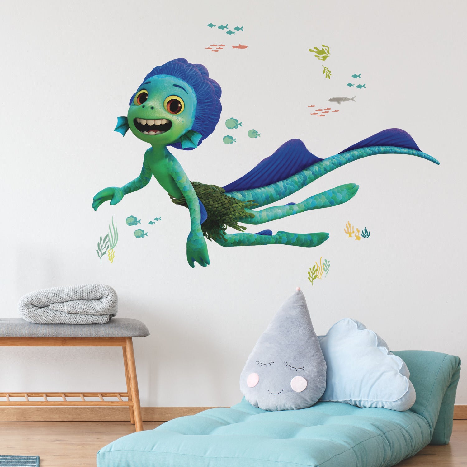 Pixar Luca Sea Monster Giant Wall Decals in a room setting