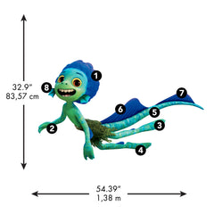 Pixar Luca Sea Monster Giant Wall Decals - dimensions